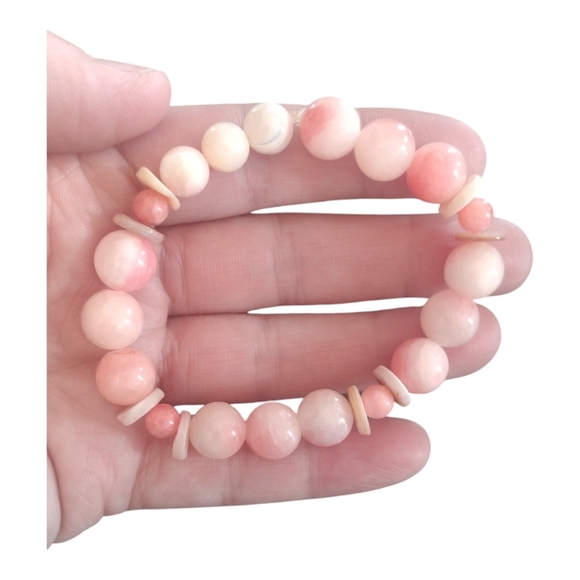 Pink Beaded Stretch Bracelet - Picture 2 of 2